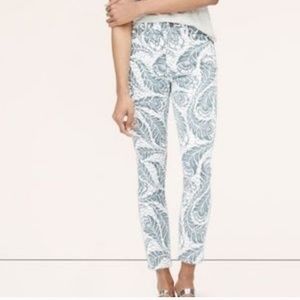 Loft paisley print skinny ankle jeans
